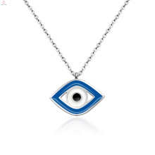 Women Jewelry Stainless Steel Blue Evil Silver Eye Pendant Necklace